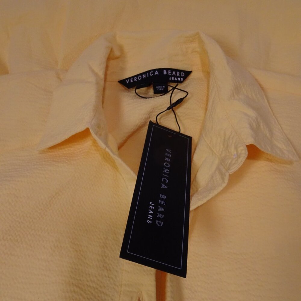 VERONICA BEARD Harrow tiered cotton-blend seersucker mini shirt dress NWT 398 XS - Picture 8 of 10